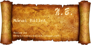 Nánai Bálint névjegykártya